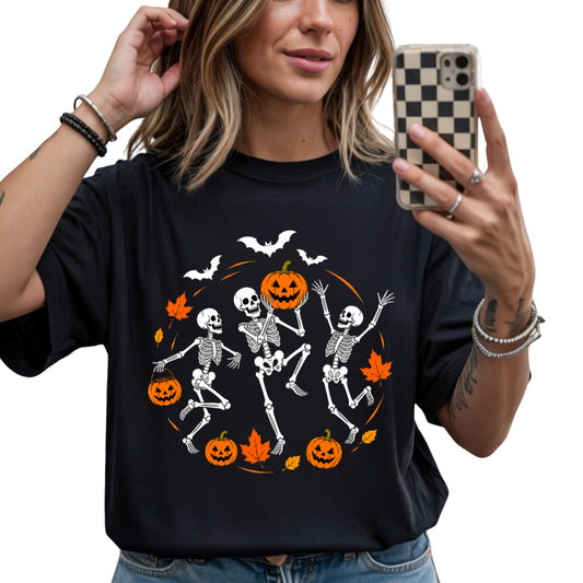 Skeleton Pumpkin Dance DTF Transfer