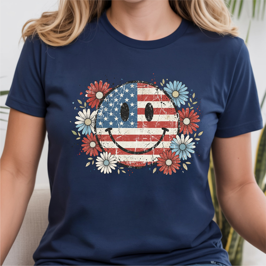 Smiley Patriotic DTF Transfer
