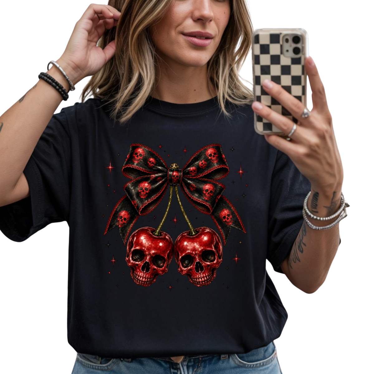 Spooky Cherry Halloween Bow DTF Transfer