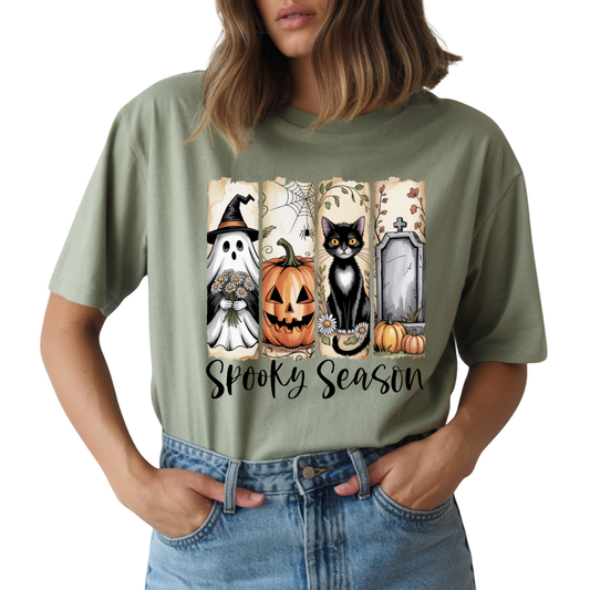 Spooky Season Ghost Pumpkin Cat Coffin DTF Transfer