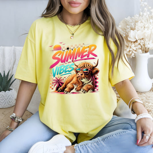 Summer Vibes Cow DTF Transfer