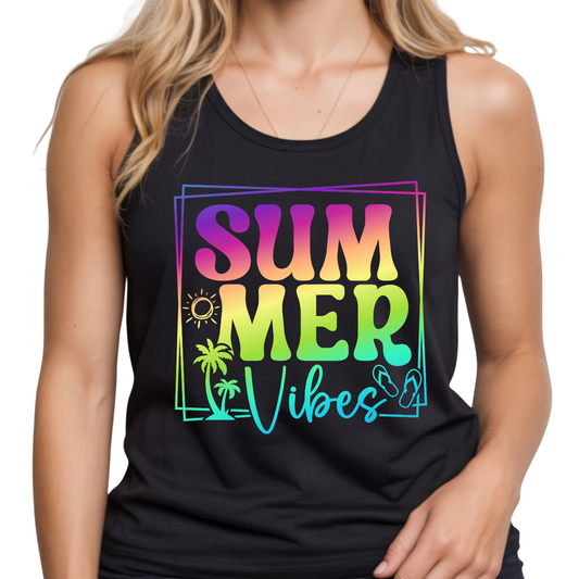 Summer Vibes Neon Rainbow Colors DTF Transfer