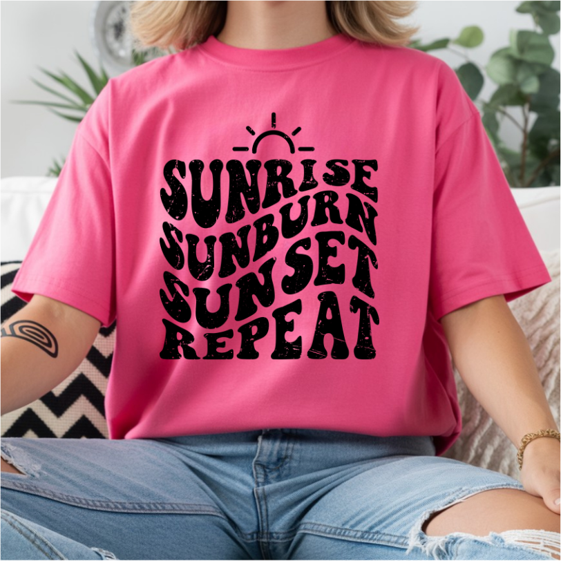 Sunrise Sunburn Sunset Repeat DTF Transfer