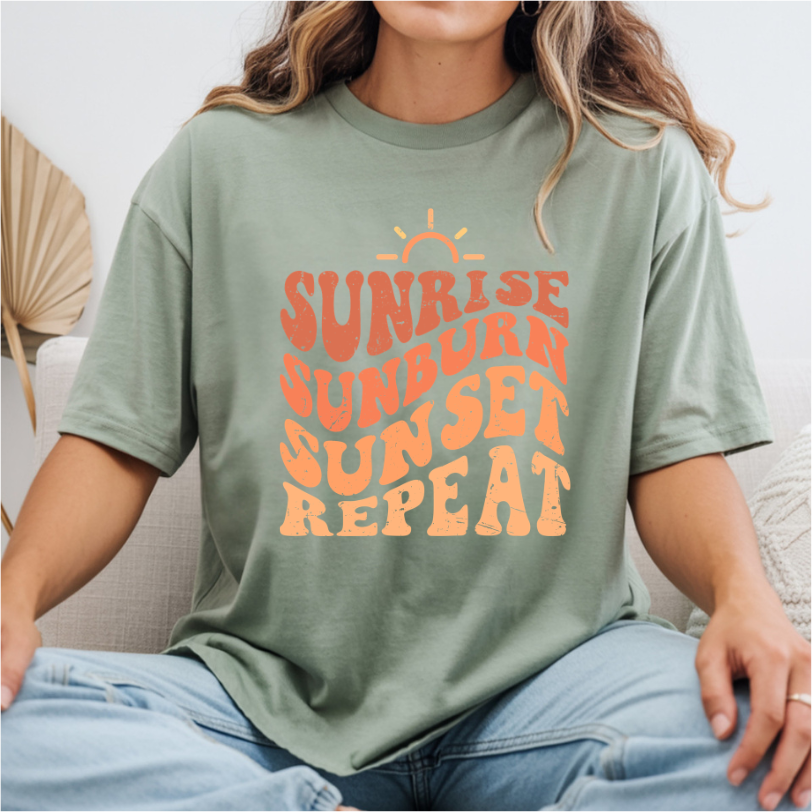 Sunrise Sunburn Sunset Repeat DTF Transfer