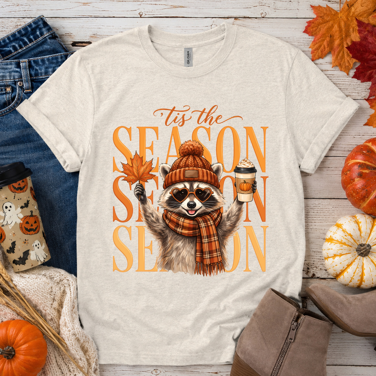 Tis The Season Raccoon DTF Transfer