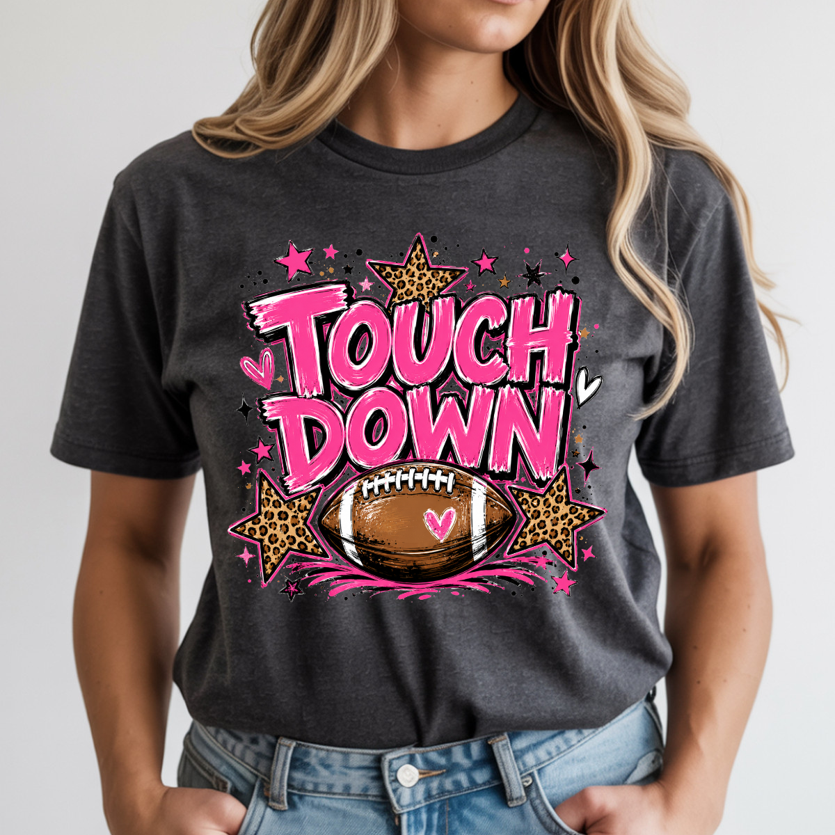 Touch Down Pink Leopard Girly DTF Transfer