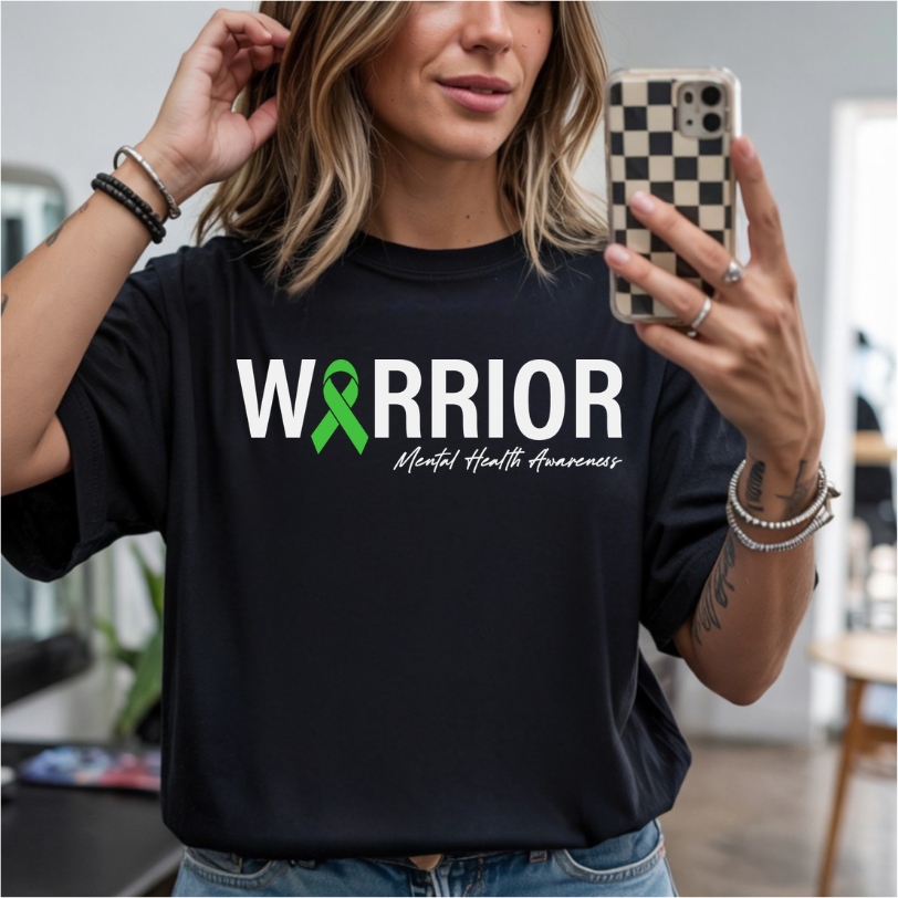 Warrior Mental Health Awareness Green Ribbon DTF Transfer