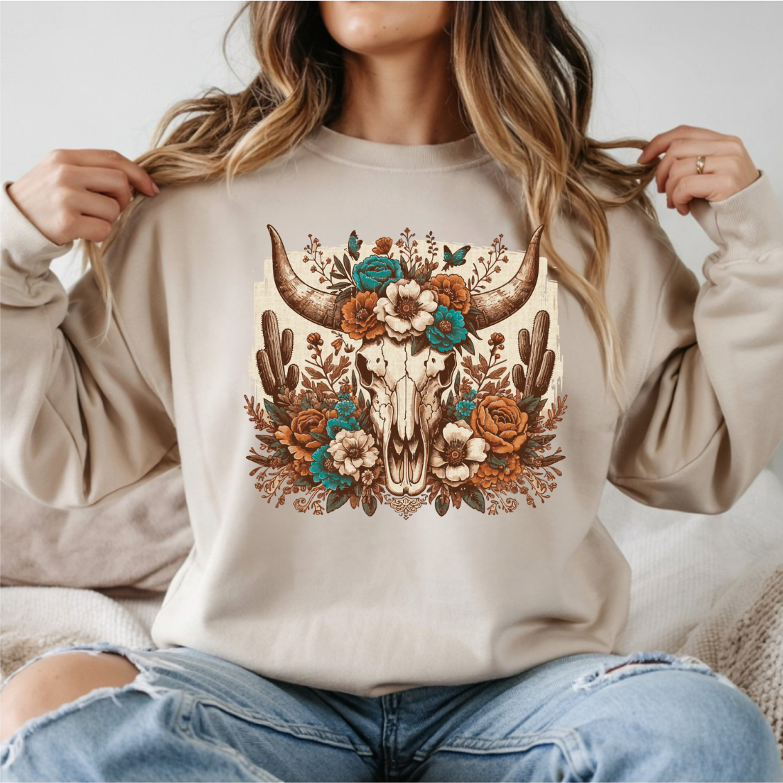Western Bull Skull DTF Transfer