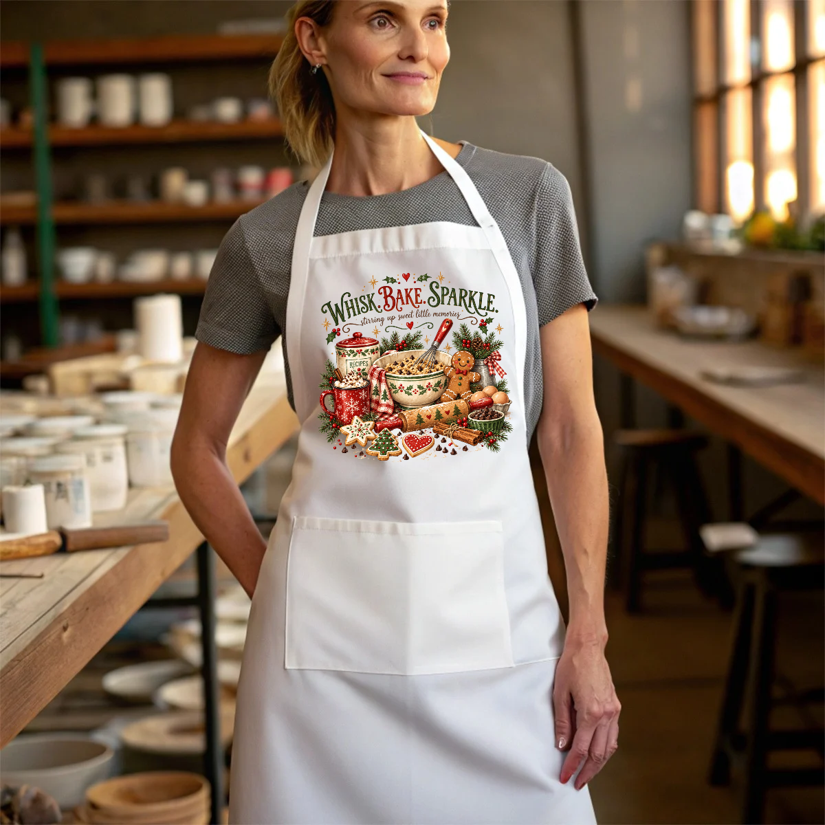 Holiday Baking Apron - Whisk Bake Sparkle