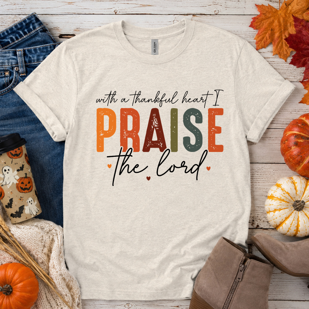 With A Thankful Heart I Praise The Lord DTF Transfer