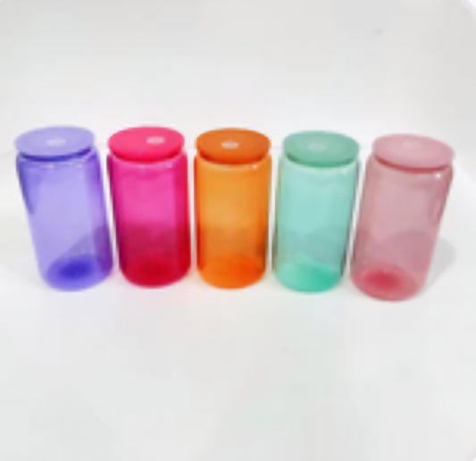 Glass Can With Straw